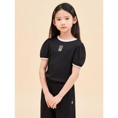 *SSG몰특가*[BEANPOLE KIDS] 여아 폴리 골지소재 반팔 티셔츠  블랙 (BI4442G015)