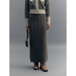 CABLE MAXI KNIT SKIRT (ash brown)