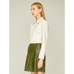 FAUX LEATHER CROP LINE SHIRT (IVORY)