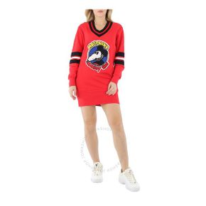 모스키노 여성 레드 미키 Rat 스웨터 드레스 브랜드 사이즈 42 (US 사이즈 8) 여성 A 0477 1027