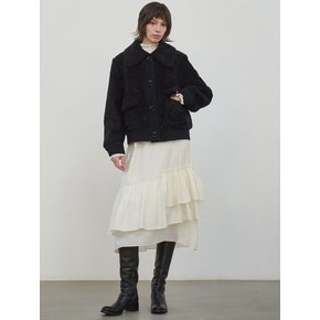 CAPE COLLOR DUMBLE FUR JACKET_BLACK