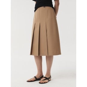 WOOL SILK PLEATS SKIRT (BEIGE)