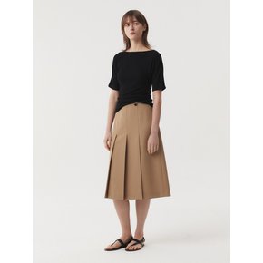 WOOL SILK PLEATS SKIRT (BEIGE)