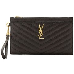 생로랑 YSL 모노그램 로고 쉐브론 레더 스트랩 클러치백 636313