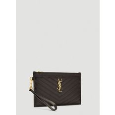 YSL 모노그램 로고 쉐브론 레더 스트랩 클러치백 636313 BOW01 1000