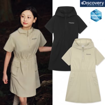 디스커버리키즈 25SS 여아 프레시벤트 경량 우븐 후드 반팔 원피스 DKOP72053