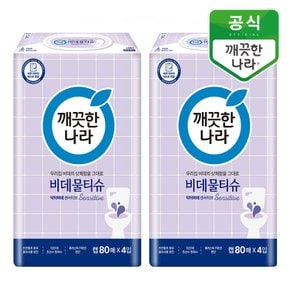 깨끗한나라 비데물티슈 닥터비데 센서티브 캡형 80매 8팩