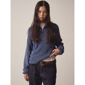 W Pigment Collar Knit_Blue