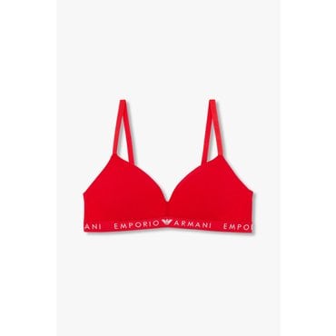 EMPORIO ARMANI 여성 로고 밴딩 패디드 트라이앵글 브라 (0824381525)
