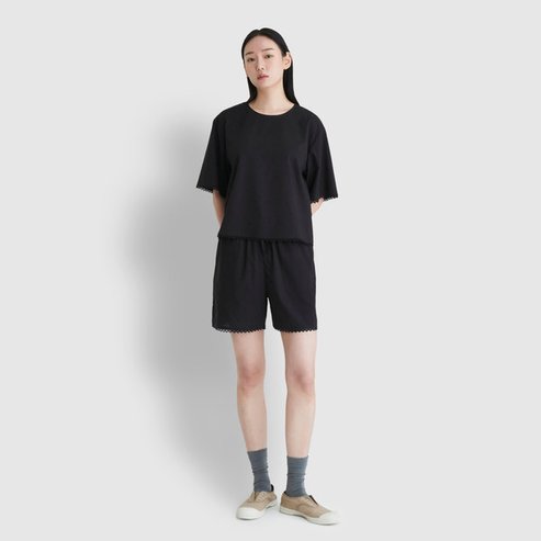 JAJU 25 S/S   여 아일렛 도비 4부 파자마 팬츠   J205202019