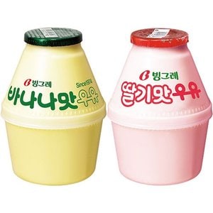 빙그레 바나나맛우유8개+딸기맛우유8개(총16개) 240ml 항아리 단지 가공우유