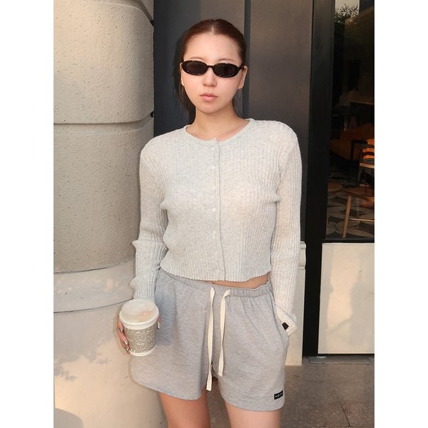 Round neck Crop Cardigan 그레이