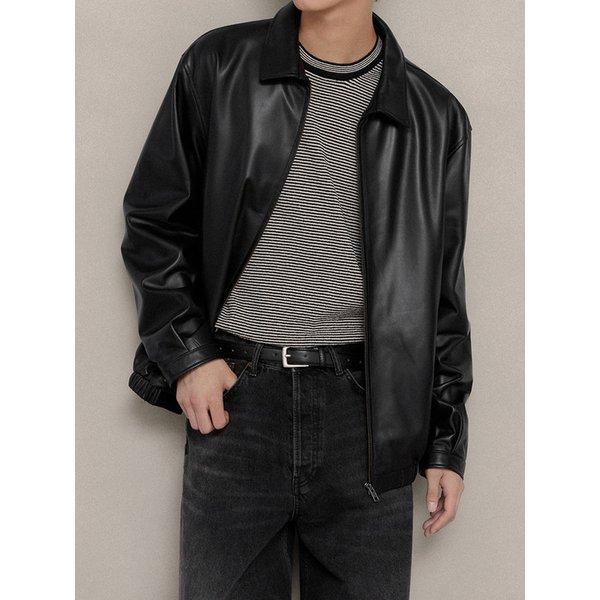 맨즈 카우레더 스퀘어 벨트 [블랙]