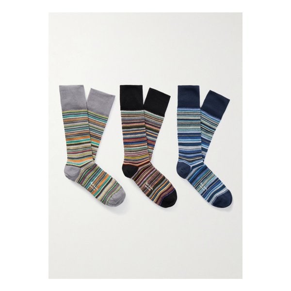 스트라이프 코튼 혼방 양말 3p 세트 46376663162903498