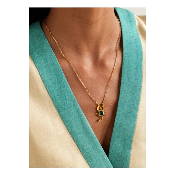 스콜피온 골드톤 크리스털 네크리스 46376663162845410