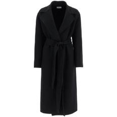 여성 woolen robe style coat with Black