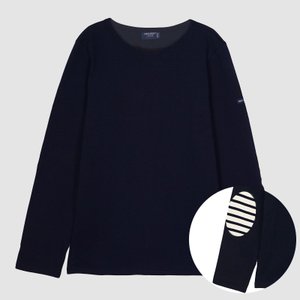 세인트제임스 24SS 메르디앙 엘보패치 스트라이프 남녀공용 티셔츠 0844/NAVY/ECRU/NAVY