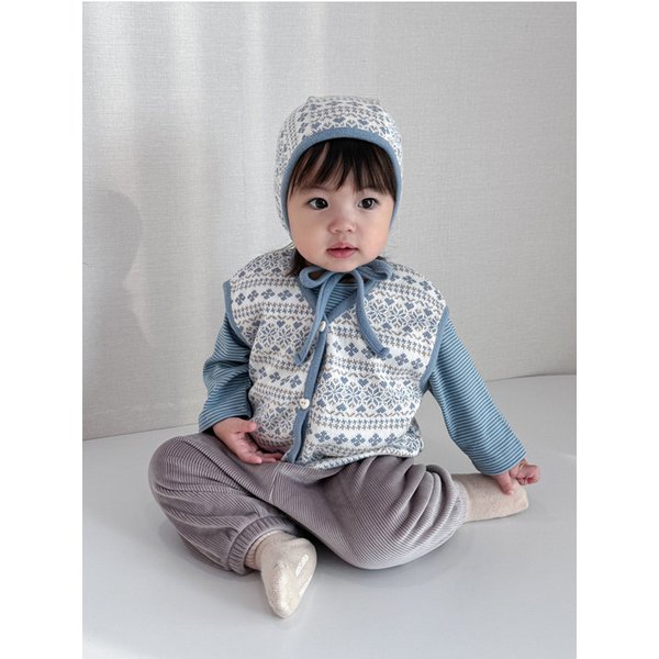 25 겨울 꽃봉조끼+보넷set (2color)