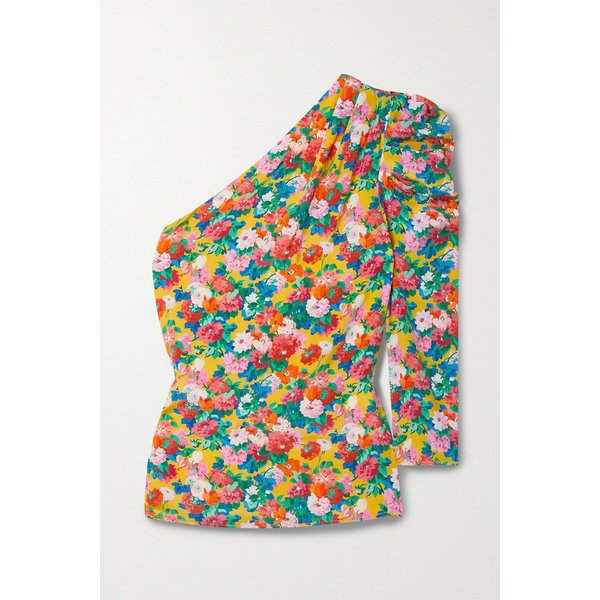 레레버리즈 One-sleeve Floral-print Silk Crepe De Chine Top 오렌지 1647597285554680