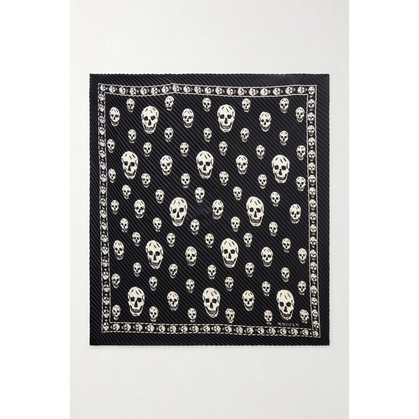 프린트 플리세 실크 새틴 스카프 46376663163054005