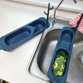식기건조대 그릇정리대 씽크대 설거지선반 물빠짐 블루 길이조절 싱크 개수대 채반
