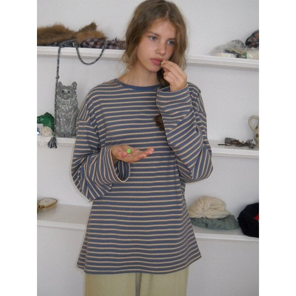 Loose Fit Stripe Tee, Blue