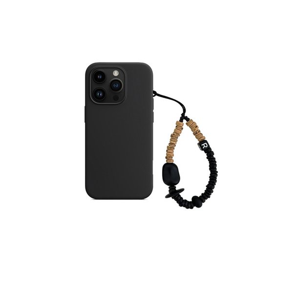 nature beads phone strap short brown mix