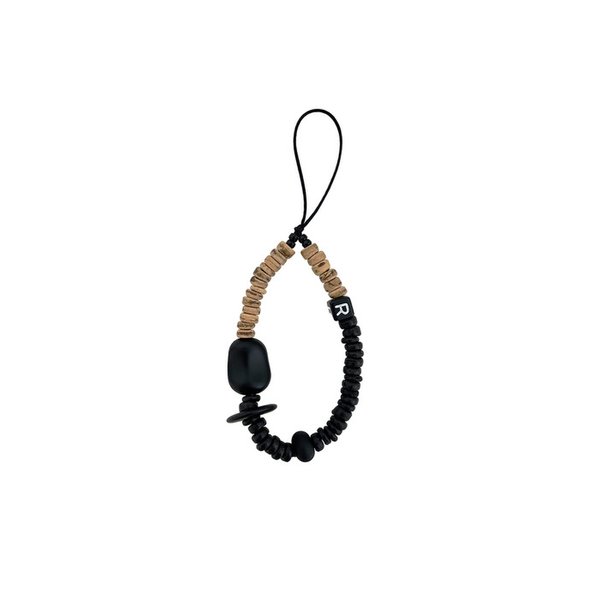 nature beads phone strap short brown mix