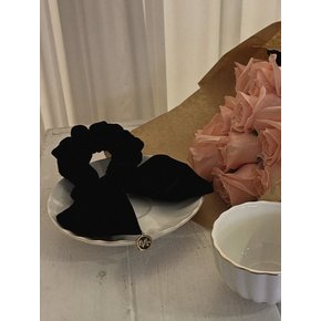 [선물포장] Velvet Ribbon Scrunchie_Black