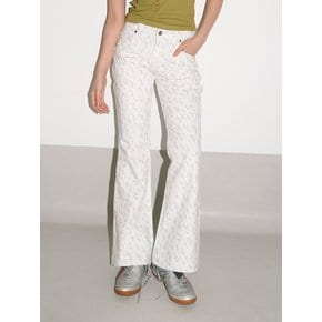 BOOT-CUT PANTS / leopard white