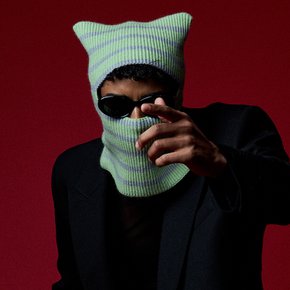 STRIPE CAT BALACLAVA LIME