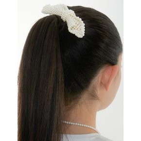 BEADED PEARL RIBBON BARRETTE (CREAM)