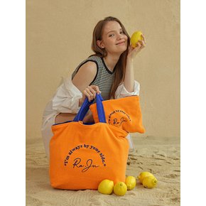 Terry Reversible Shopper Bag with Pouch_Orange