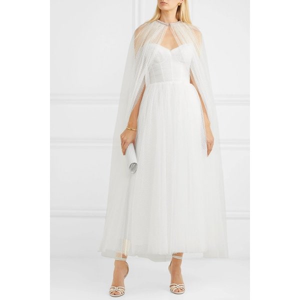 모니크 륄리에 브리 크리스털 장식 스위스 도트 튤 케이프 화이트 17957409493391724