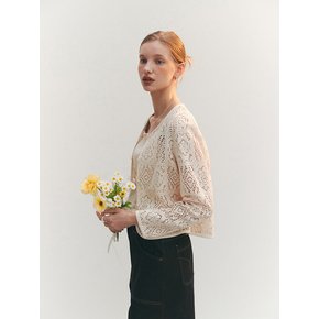 LACE PUNCHING CARDIGAN (sand ivory)