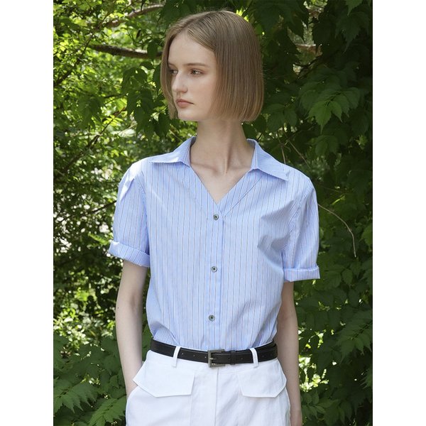[리퍼브] VERA STRIPE SHIRTS BLOUSE (SKY BLUE)