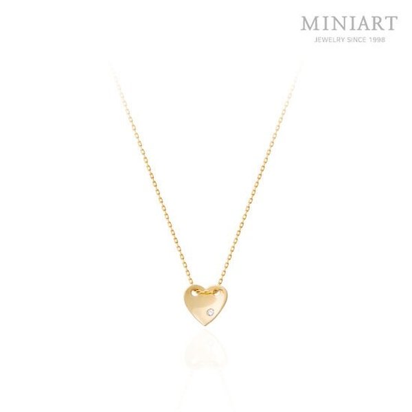 14K GOLD 천연 다이아몬드 하트 베이직 데일리 금 목걸이