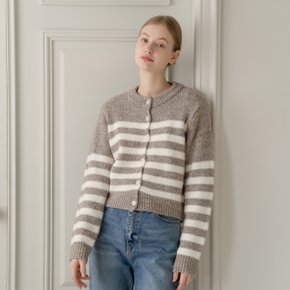 ALPACA STRIPE CARDIGAN_BROWN