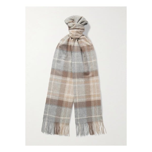 존스톤스 오브 엘긴 프린지 체크 캐시미어 스카프 46376663162948200