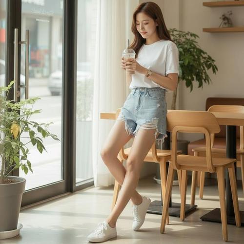 SD-260432 헤쉬턴 찢청 데님 핫팬츠 청반바지(1)