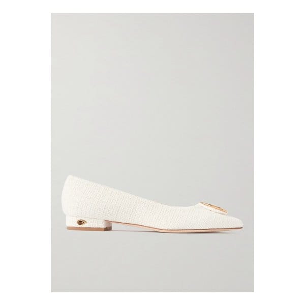 제니퍼 차만디 로렌조 장식 트위드 포인트 토 펌프스 20mm 아이보리 46376663162878493