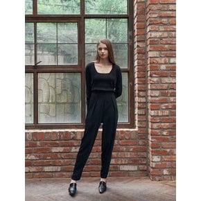 Button wide slacks - black