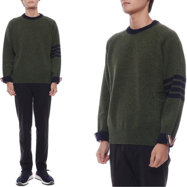 [부산점] 25FW 남성 사선 스트라이프 울 니트 (MKA569B Y1026 310 25F)