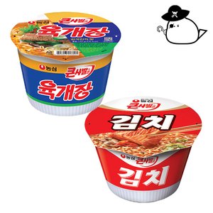 농심 선물) 농심 육개장 큰사발 110g 8입+김치 큰사발 112g 8입