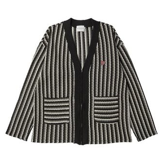 비욘드클로젯 NOMANTIC STRIPE KNIT ZIP-UP CARDIGAN BLACK[A]