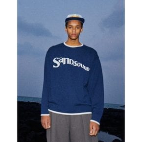 [명재현착용] Logo Jacquard Crewneck Sweater  Navy (MS3251A16R)