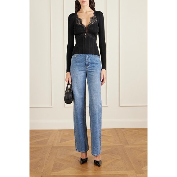 레이스 트리밍 리브 니트 탑 46376663162953080