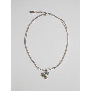 Initial berry and aqua crystal chain necklace