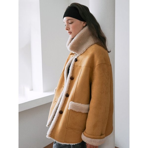 Reversible shearling mustang coat (Mustard)