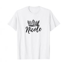 이름Nicole Text Apparel 크라운 블랙 편지 T 셔츠